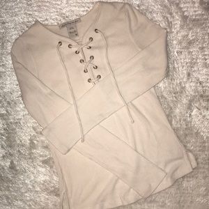 Creamish White Lace-Up Top💓